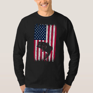 Patriottische visser 4 juli Amerikaanse vlag T-shirt
