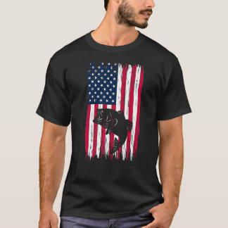 Patriottische Visser 4 juli Amerikaanse Vlag Vis T-shirt