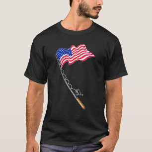 Patriottische Visser Visserij Pole VS Vlag Amerika T-shirt