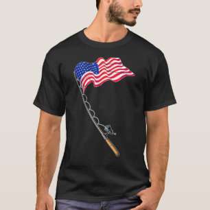 Patriottische Visser Visserij Pole VS Vlag Amerika T-shirt