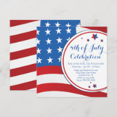 Patriottische vlag 4e juli partijuitnodiging kaart (Voorkant / Achterkant)