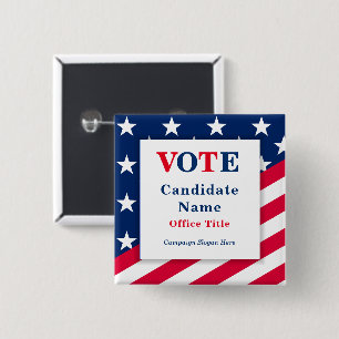 Patriottische vlag Aangepaste verkiezingscampagne Vierkante Button 5,1 Cm