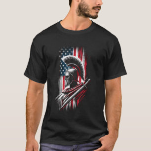 Patriottische Vlag Amerikaanse Spartan Warrior Hel T-shirt