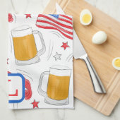 Patriottische Vlag Bier Kreeft Sterren Monogram Theedoek (Quarter Fold)