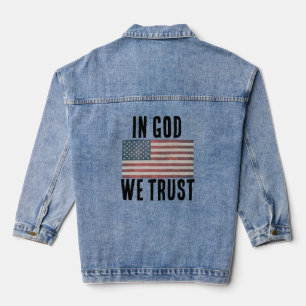 PATRIOTTISCHE VLAG CHRISTELIJK GOD WE VERTROUWEN D DENIM JACKET