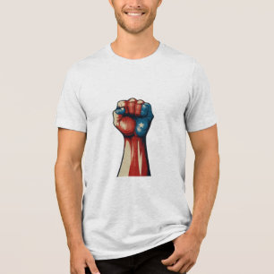 Patriottische vlag en hart Tri-Blend shirt