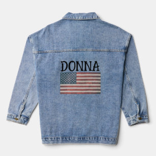 PATRIOTTISCHE VLAG Gepersonaliseerde NAAM Denim ja Jacket