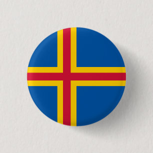 Patriottische vlag van Åland-eilanden Ronde Button 3,2 Cm