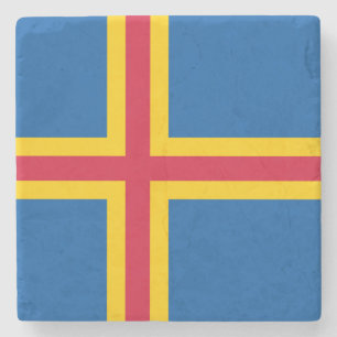 Patriottische vlag van Åland-eilanden Stenen Onderzetter