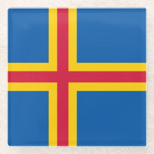 Patriottische vlag van Åland Glazen Onderzetter