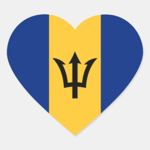 Patriottische vlag van Barbados Hart Sticker