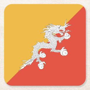 Patriottische vlag van Bhutan Vierkante Kartonnen Onderzetter