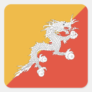 Patriottische vlag van Bhutan Vierkante Sticker