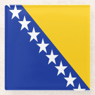 Patriottische vlag van Bosnië en Herzegovina Glazen Onderzetter