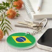 Patriottische vlag van Brazilië Sleutelhanger (Voorkant Rechts)