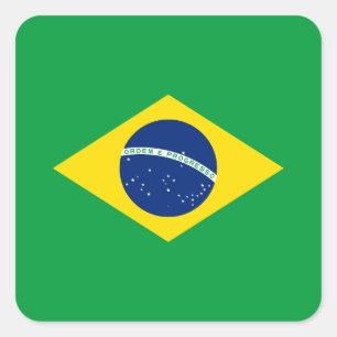 Patriottische vlag van Brazilië Vierkante Sticker