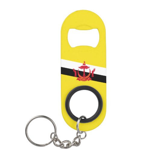 Patriottische vlag van Brunei Mini Flessenopener (Voorkant)