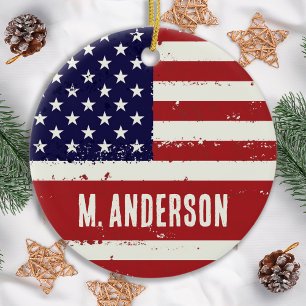 Patriottische Vlag van de VS - Amerikaanse Vlag - Keramisch Ornament