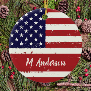 Patriottische Vlag van de VS - Amerikaanse Vlag - Keramisch Ornament