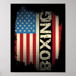 Patriottische Vlag van de VS Boksen Kickboksen Kic Poster