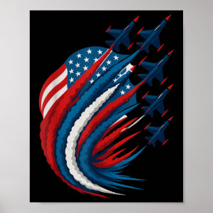 Patriottische Vlag Van De VS Gevechtsvliegtuigen K Poster