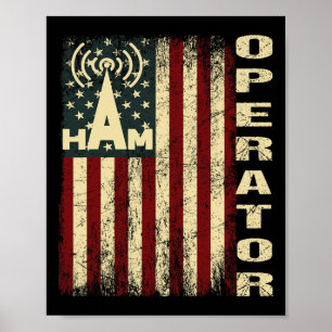 Patriottische Vlag van de VS Ham Radio Amateur Rad Poster