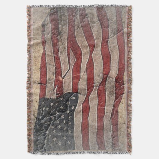 Patriottische Vlag van de VS op stenen muur Deken (Voorkant Verticaal)
