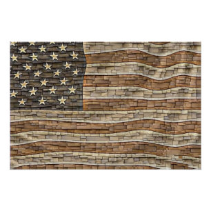 Patriottische Vlag van de VS op stenen muur Perfect Poster