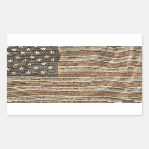 Patriottische Vlag van de VS op stenen muur Rechthoekige Sticker