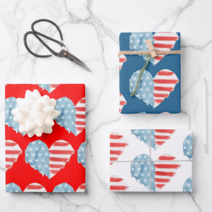 Patriottische Vlag van de VS Rood Wit Blauw Amerik Inpakpapier Vel