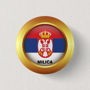 Patriottische vlag van Servië Ronde Button 3,2 Cm