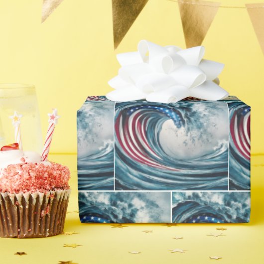 Patriottische Vlaggengolf Cadeaupapier (Verjaardagsfeest)