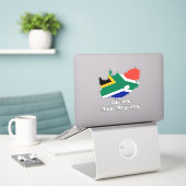 Patriottische vlagplattegrond Zuid-Afrika Sticker (Laptop op bureau)