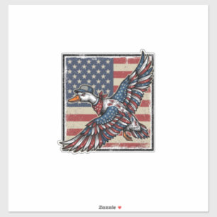 Patriottische vliegende eend vintage graveer shirt sticker