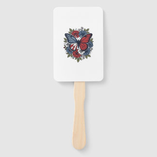 Patriottische Vlinder Bloemige Vintage Vector Ontw Handwaaier