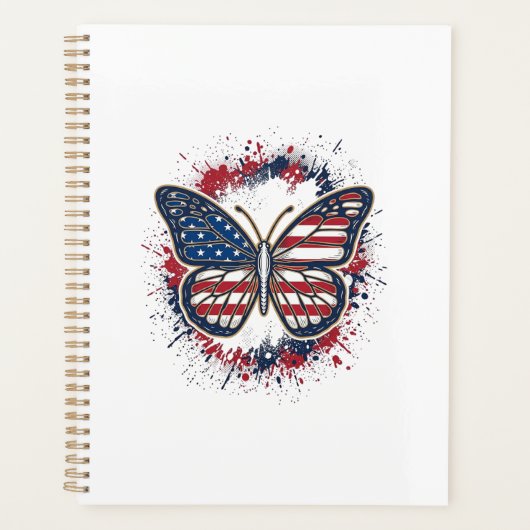 Patriottische Vlinder Vintage Gravure Vector Ontwe Planner (Voorkant)