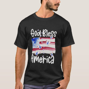 Patriottische vlinder voor vrouwen: God zegene Ame T-shirt