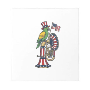 Patriottische Vogel Vintage Gravure Muziek Shirt O Notitieblok