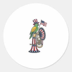 Patriottische Vogel Vintage Gravure Muziek Shirt O Ronde Sticker