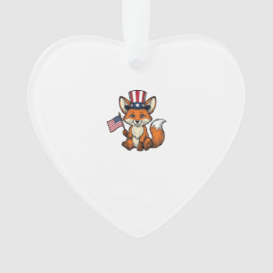 Patriottische Vos Vintage Gravure Shirt Ontwerp_1 Ornament