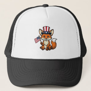 Patriottische Vos Vintage Gravure Shirt Ontwerp_1 Trucker Pet