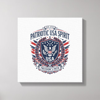Patriottische Vrijheidsschild Vrijheid Iconen & Sy Canvas Afdruk