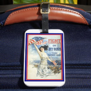  patriottische vrouw met Amerikaanse vlag Poster A Bagagelabel