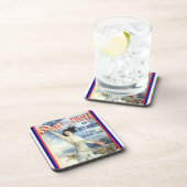  patriottische vrouw met Amerikaanse vlag Poster A Bier Onderzetter (Rechterzijde)