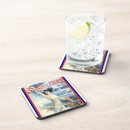  patriottische vrouw met Amerikaanse vlag Poster A Bier Onderzetter (Rechterzijde)