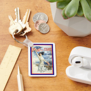  patriottische vrouw met Amerikaanse vlag Poster A Sleutelhanger