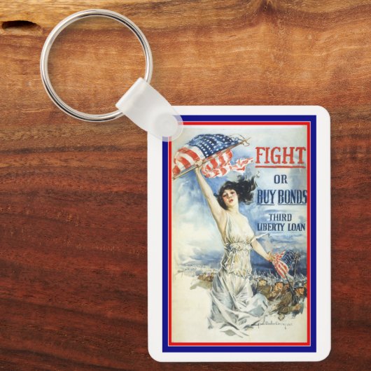  patriottische vrouw met Amerikaanse vlag Poster A Sleutelhanger (Voorkant)