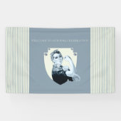  patriottische vrouw retro uit 1940 spandoek (Horizontaal)