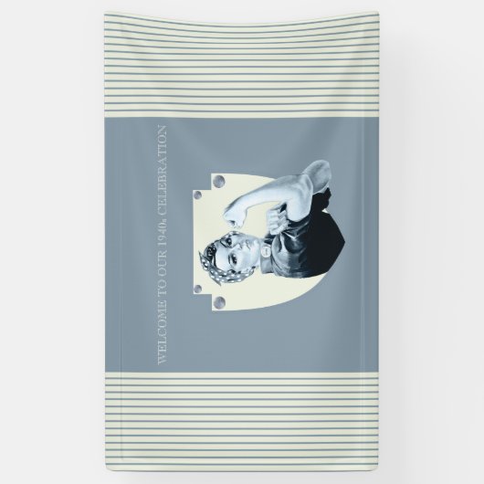  patriottische vrouw retro uit 1940 spandoek (Verticaal)