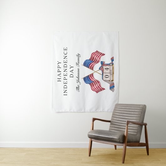 Patriottische VS Vlag 4 juli Wandkleed (In situ)